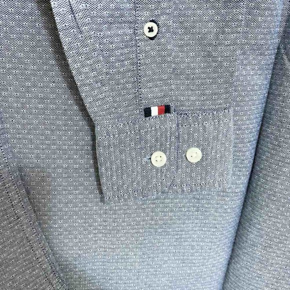 NWT M L XL Mens Tommy Hilfiger Regular Fit Micro Print Shirt 78J9427 460 - Picture 7 of 7